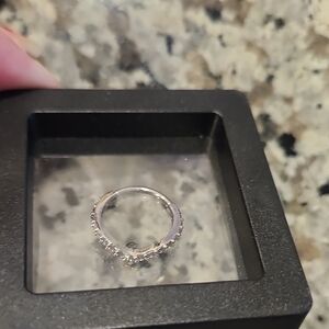 Sparkling Silver Conch Ring with Clear Stones